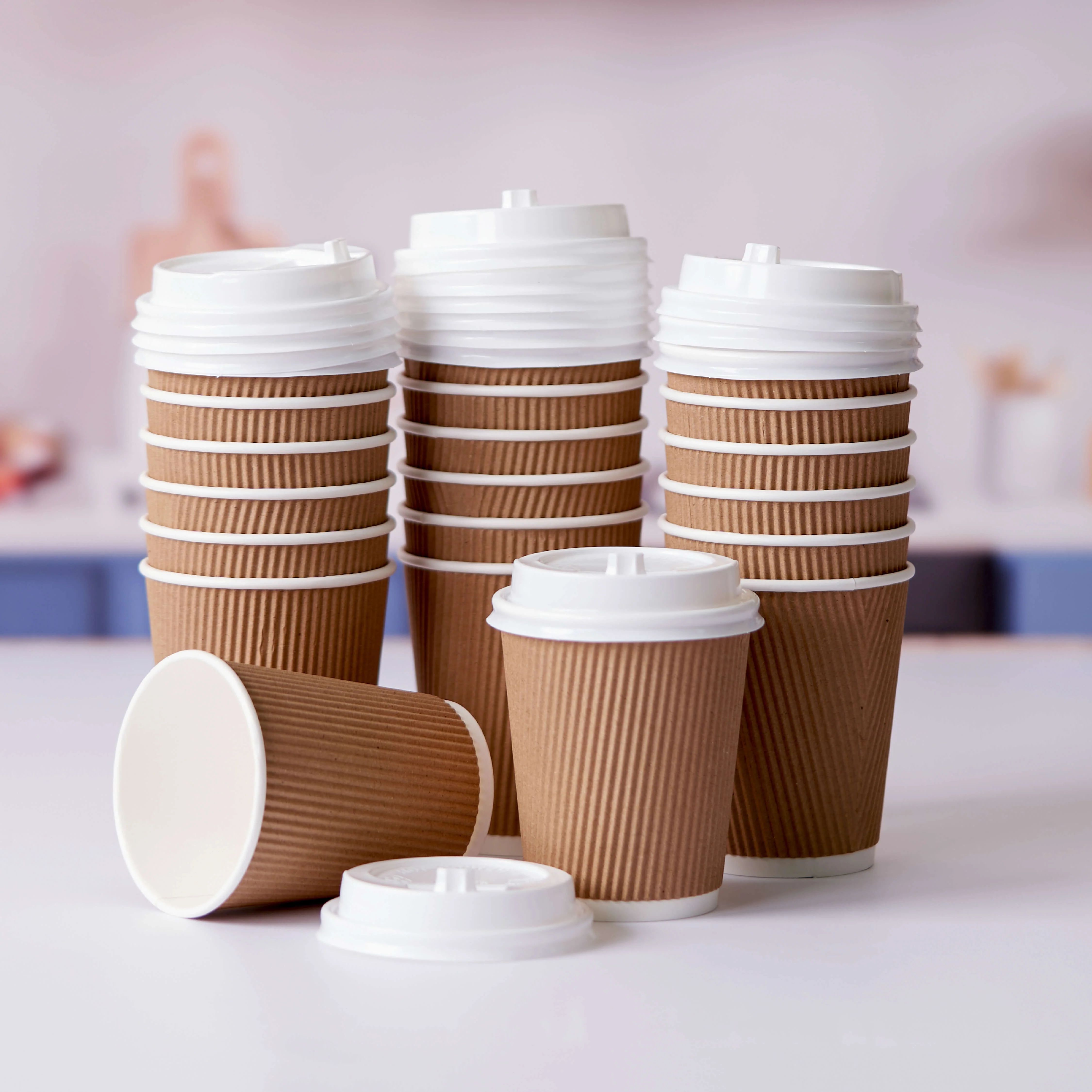 12 Oz Kraft Ripple Paper Cup With Lid 10 Pieces - Image 3