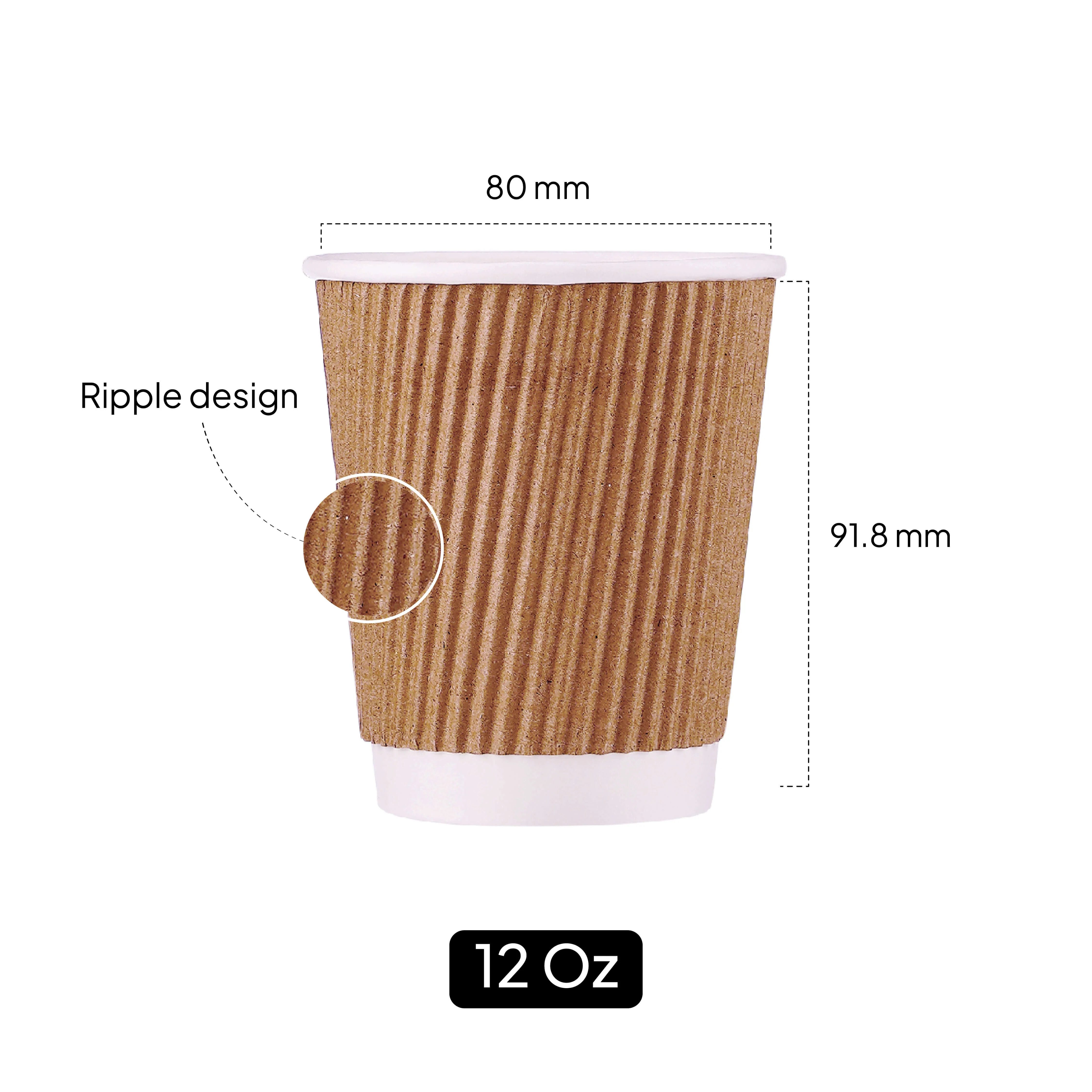 12 Oz Kraft Ripple Paper Cup With Lid 10 Pieces - Image 4