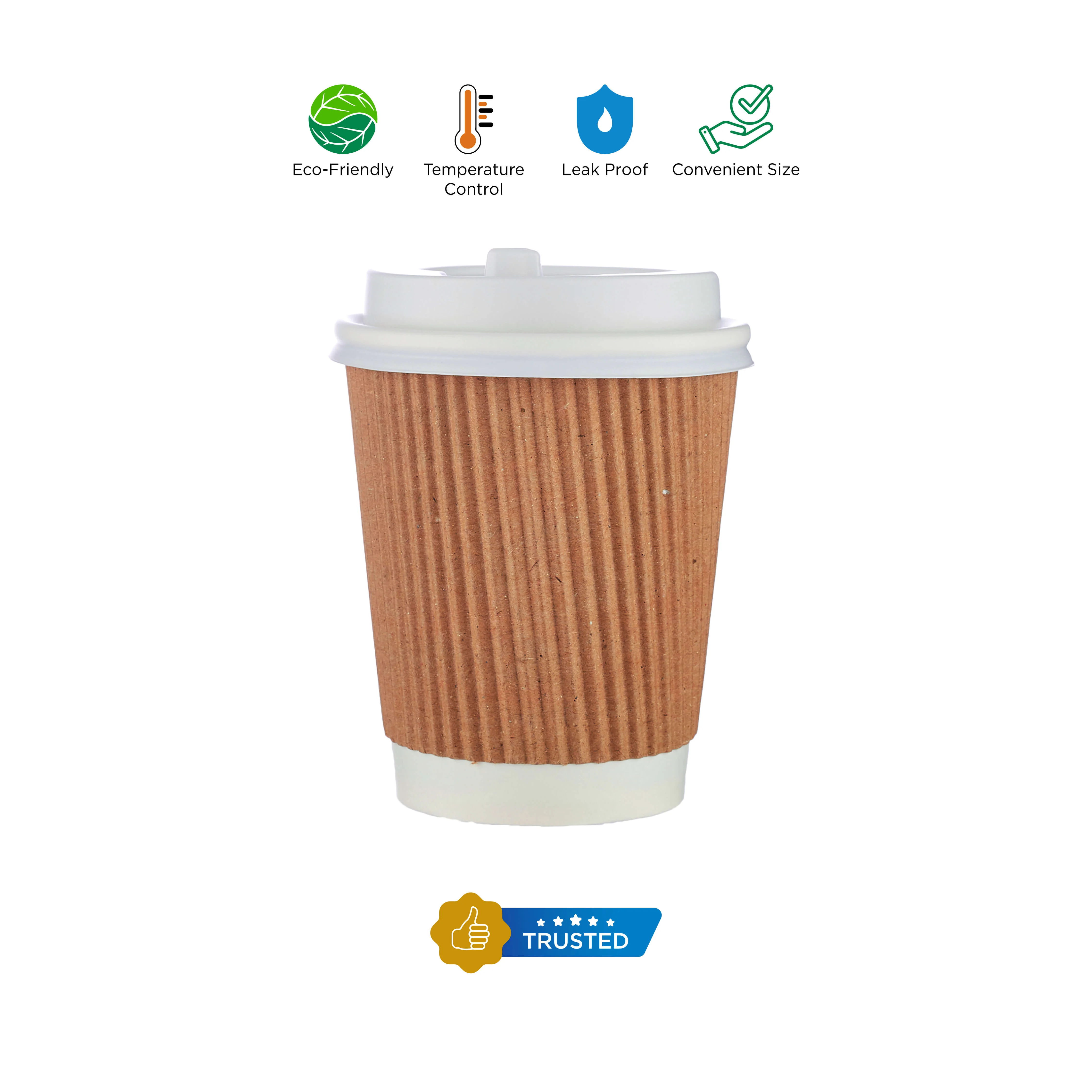 12 Oz Kraft Ripple Paper Cup With Lid 10 Pieces - Image 6