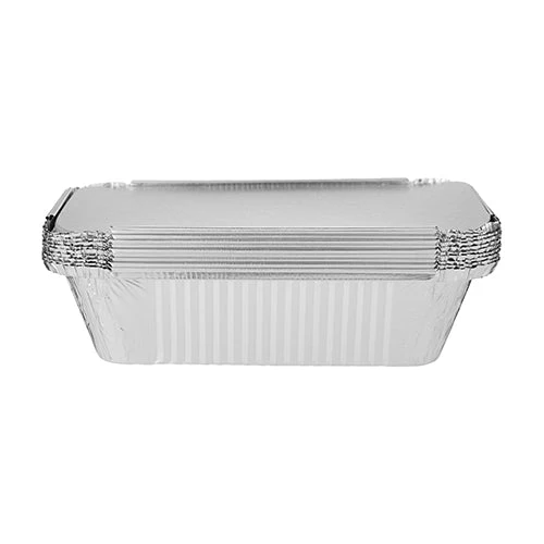 Aluminium Containers with Lid 8368 ( 680 CC ) 197 mm Length x 124 mm Width x 46 mm Height 10 Pieces - Image 3