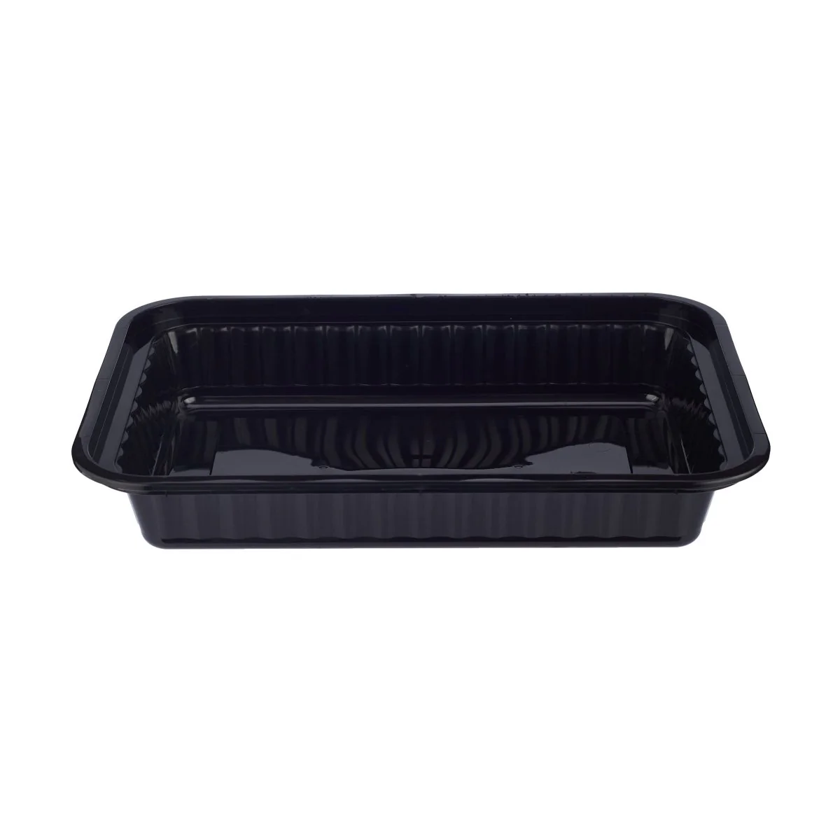 Black Base Rectangular Ribbed Container 28 Oz with Lids 150 Pieces - Image 3