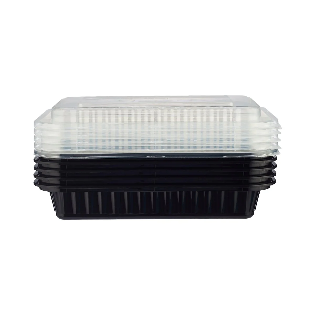 Black Base Rectangular Ribbed Container 28 Oz with Lids 150 Pieces - Image 4