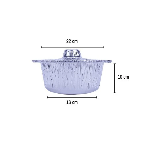 Round Aluminium Pot Container With Lid - Image 4