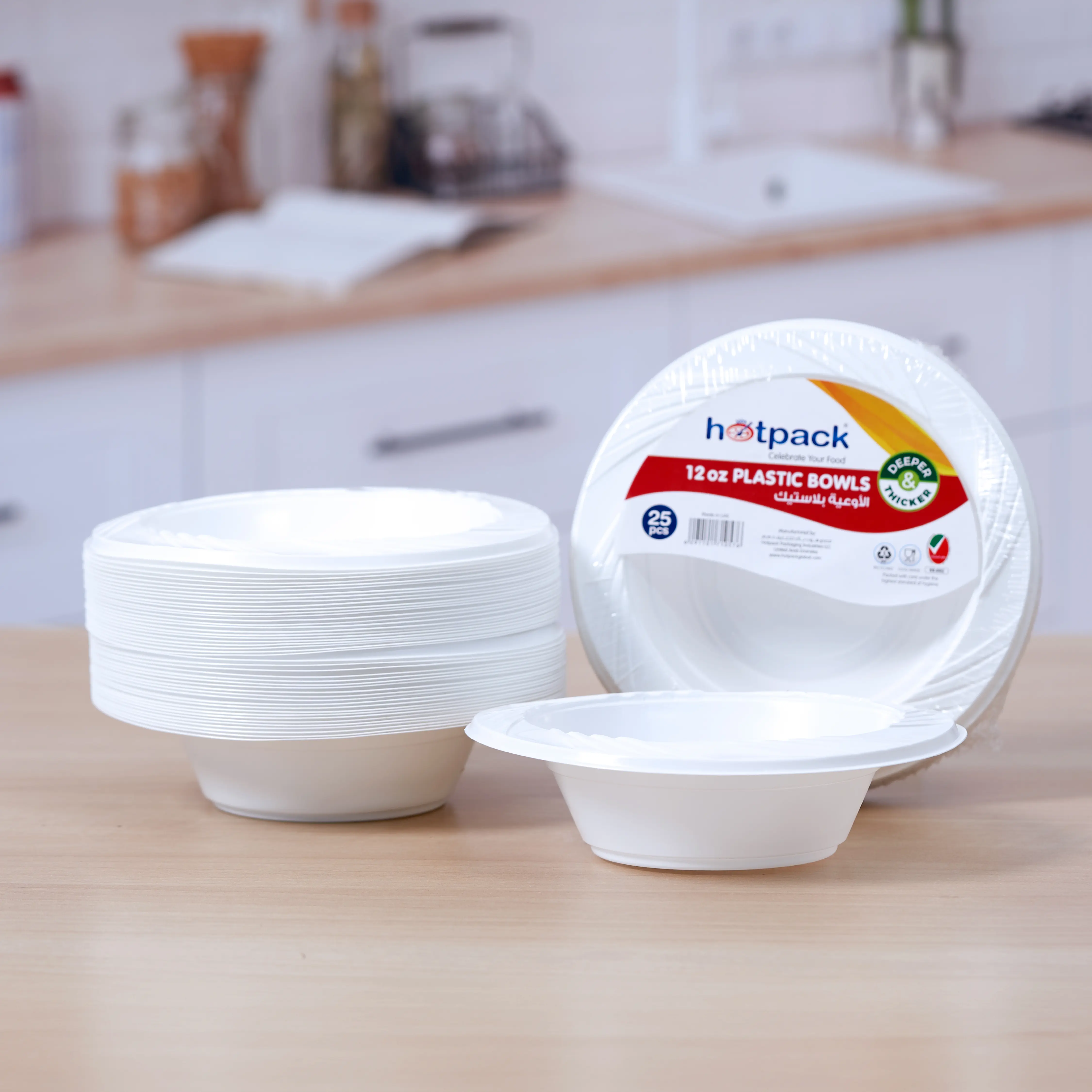 White Plastic Bowls 12 Oz 25 Pieces - Image 3